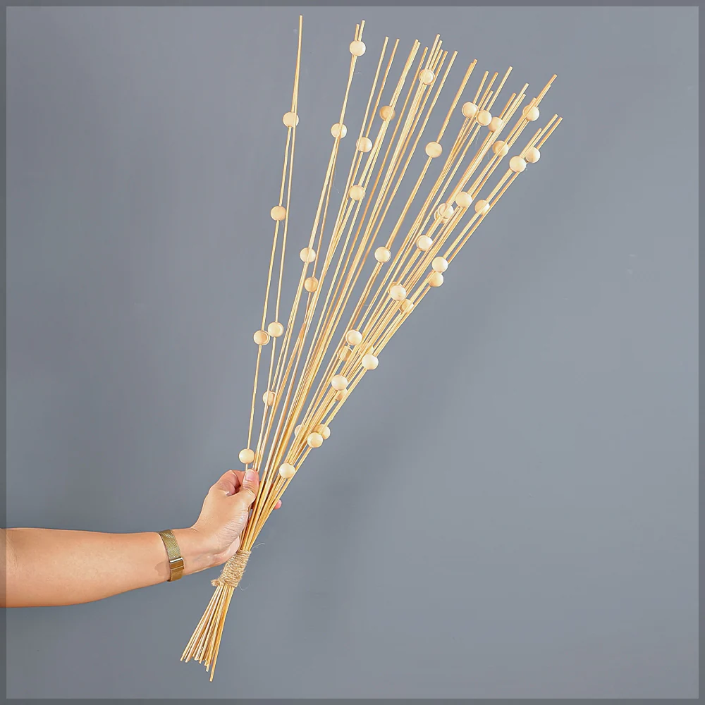 Natural Reed Stems with Wooden Bead Accents