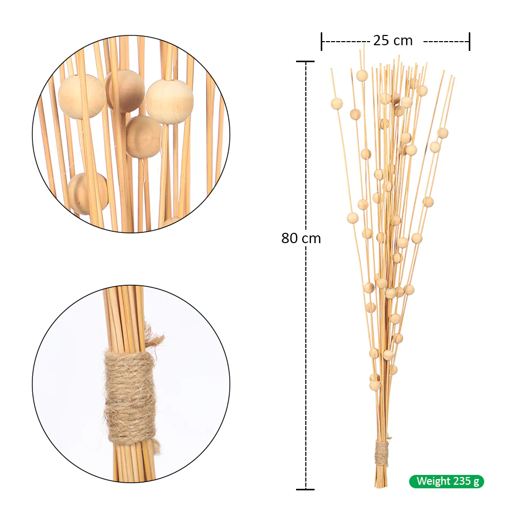 Natural Reed Stems with Wooden Bead Accents - Image 2