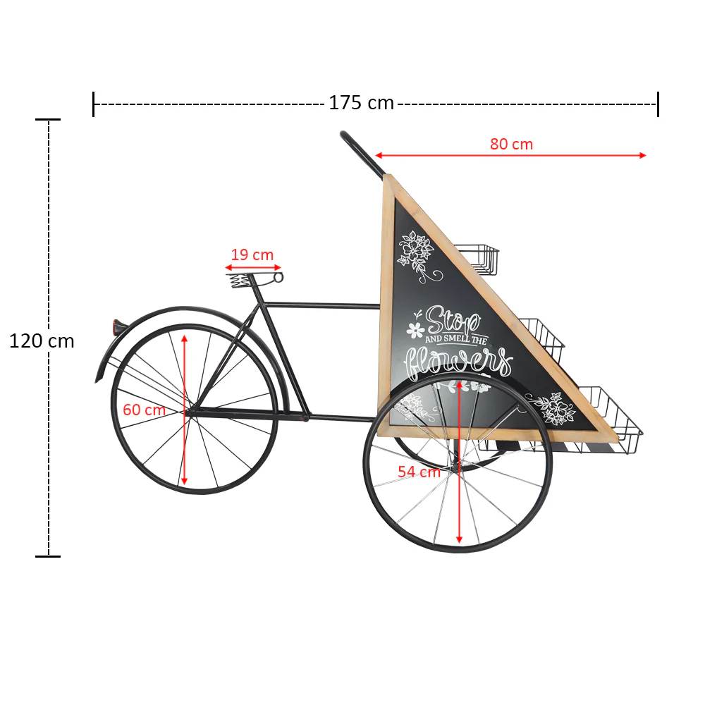 Decorative Metal Bicycle with Flower Stand - Image 3