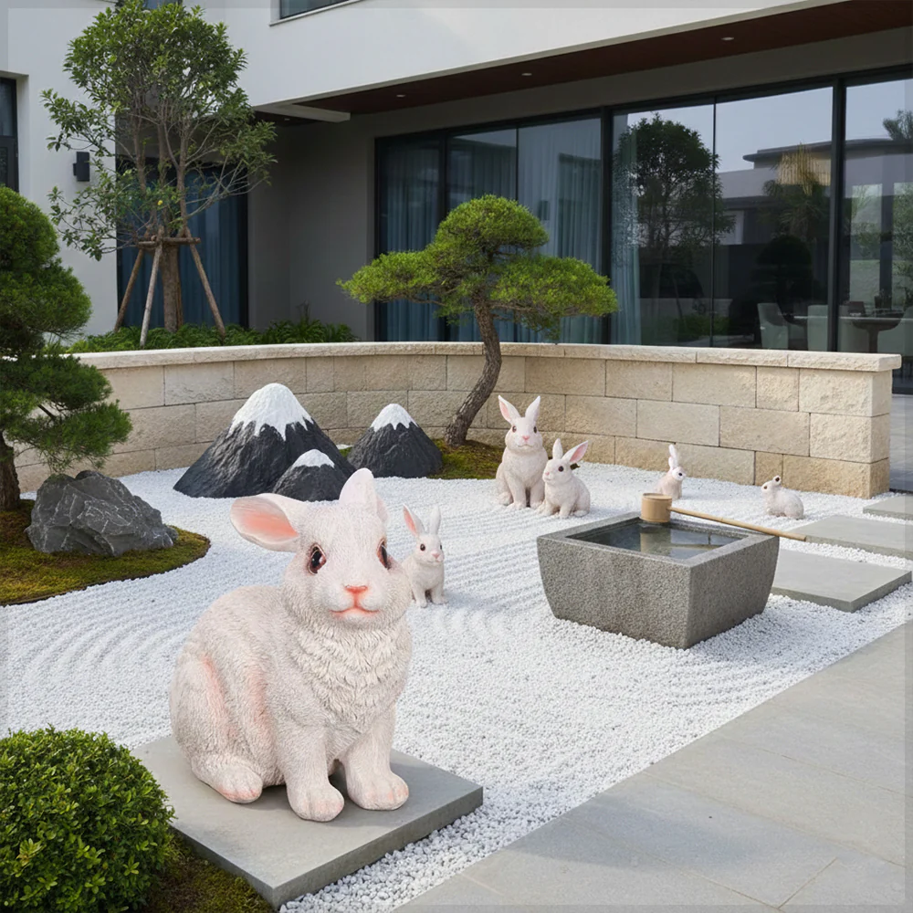 1 Piece Decorative Rabbit Statue for Garden Decoration(Rabbit Only) - Image 7