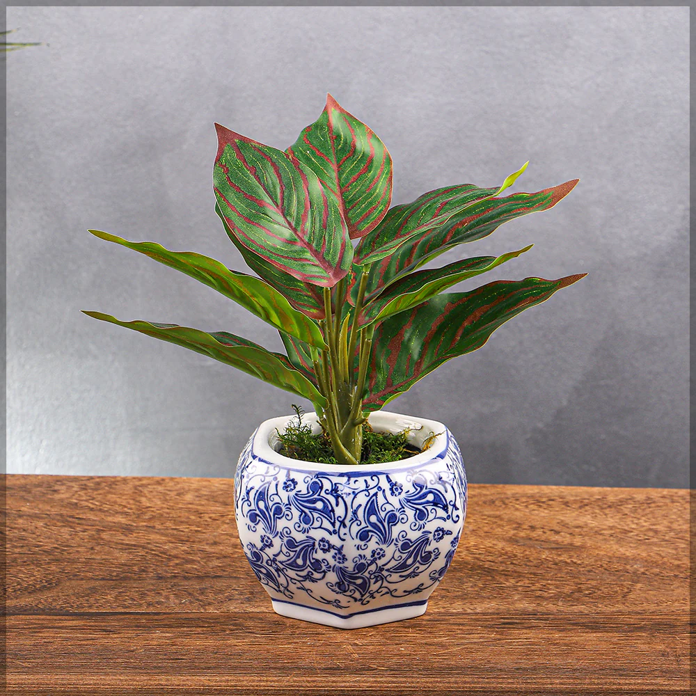 Decorative White/Blue Ceramic Vase - Image 3