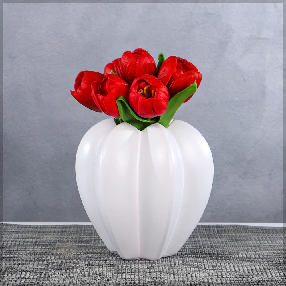 Decorative White Ceramic Vase(Flower Not Included)