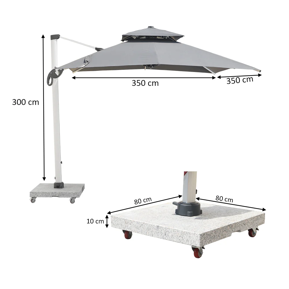 Double Top Design Cantilever Umbrella with 150kg Marble Base with Assembly - Image 13