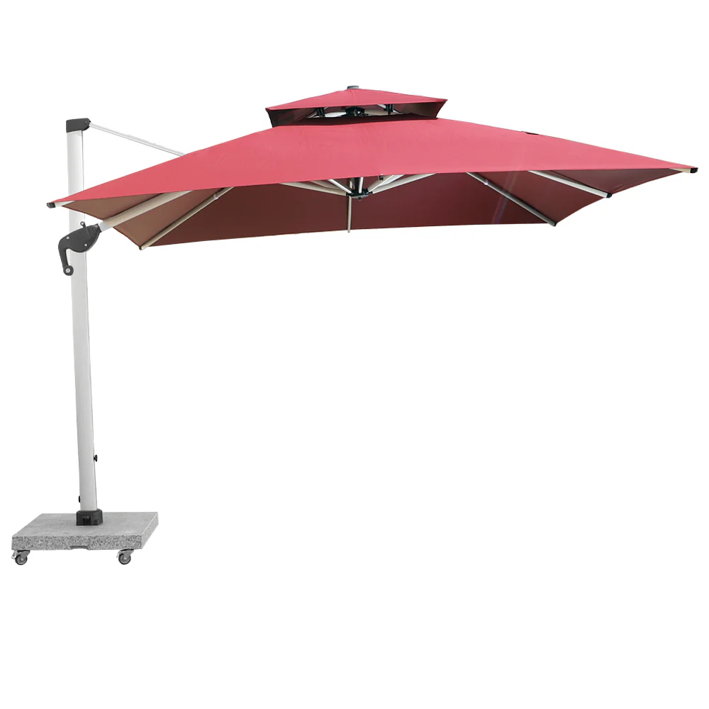 Double Top Design Cantilever Umbrella with 150kg Marble Base with Assembly - Image 2