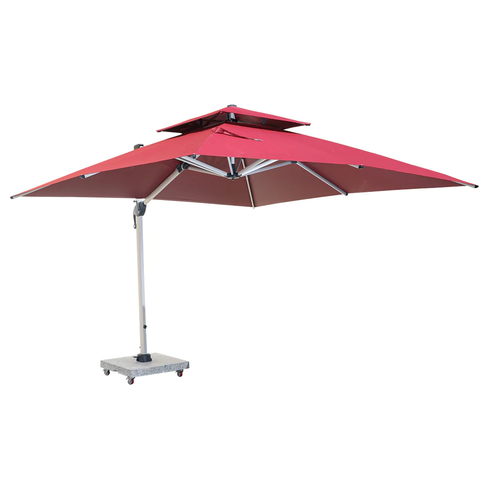Double Top Design Cantilever Umbrella with 150kg Marble Base with Assembly - Image 4