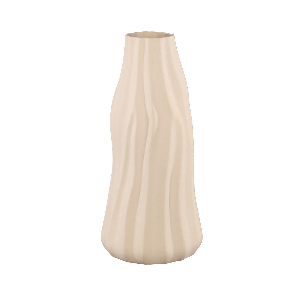 Edged Cream Ceramic Vase - Image 4