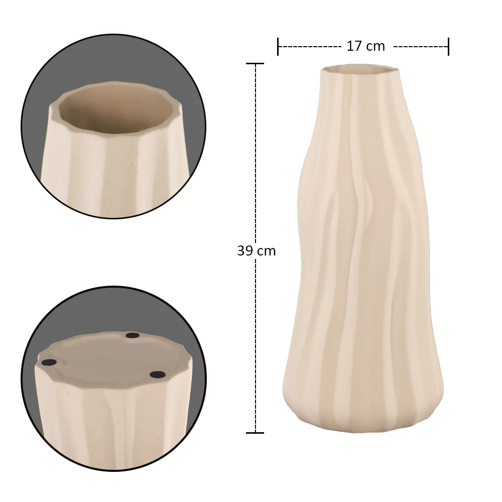 Edged Cream Ceramic Vase - Image 5