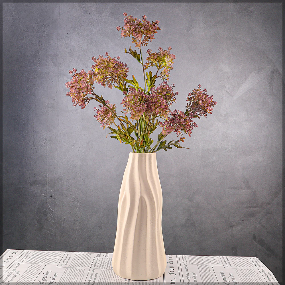Edged Cream Ceramic Vase - Image 6