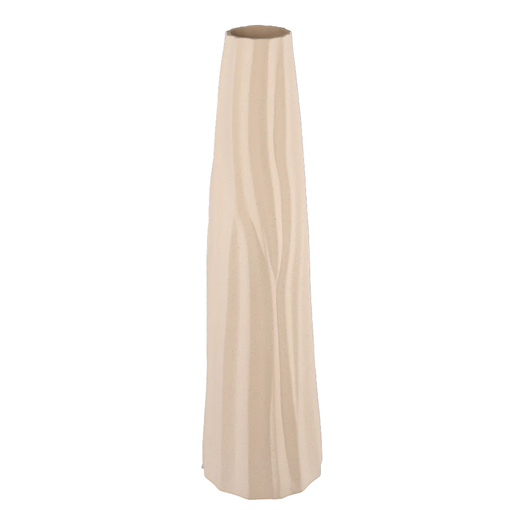 Edged Cream Ceramic Vase - Image 7