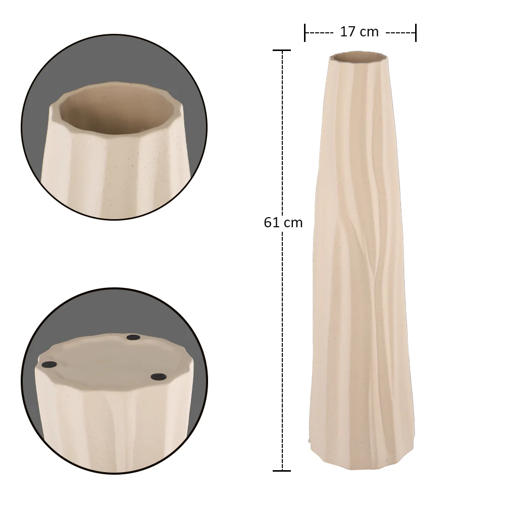 Edged Cream Ceramic Vase - Image 8