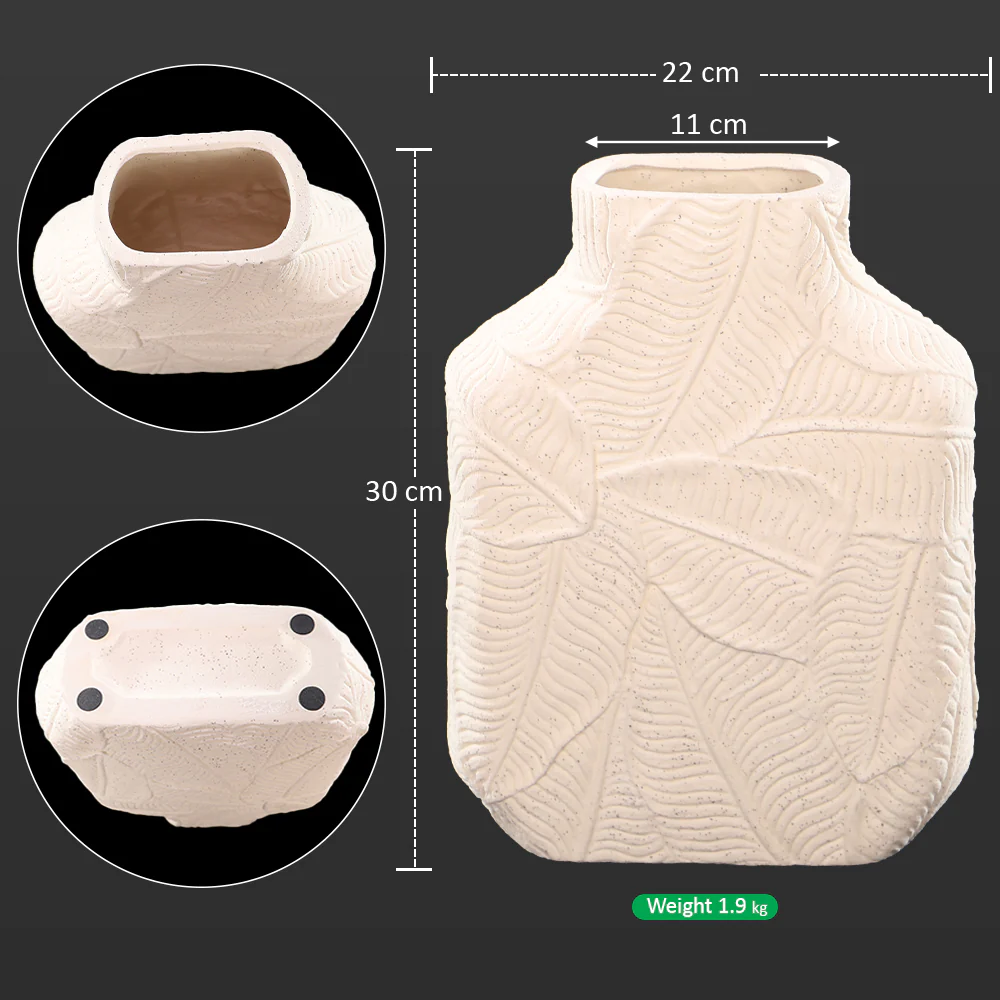 Elegant Leaf-Textured Decorative Vase - Image 2