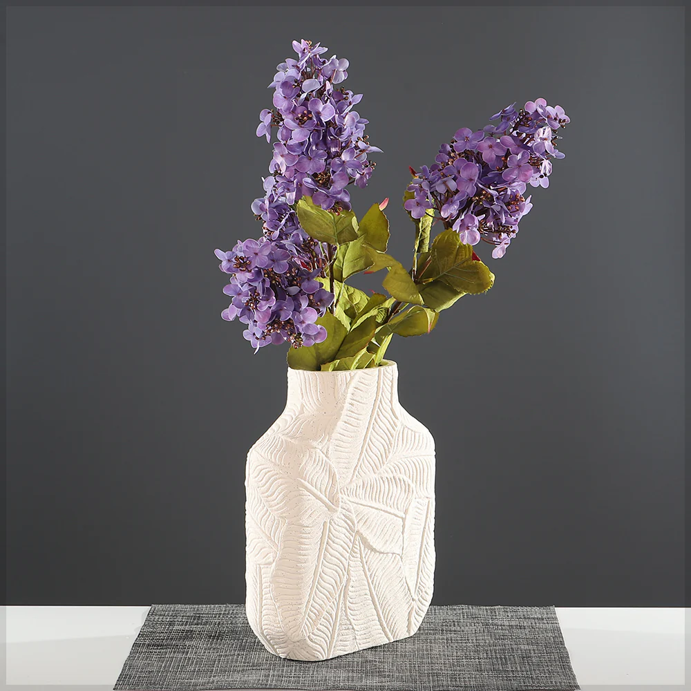 Elegant Leaf-Textured Decorative Vase - Image 4