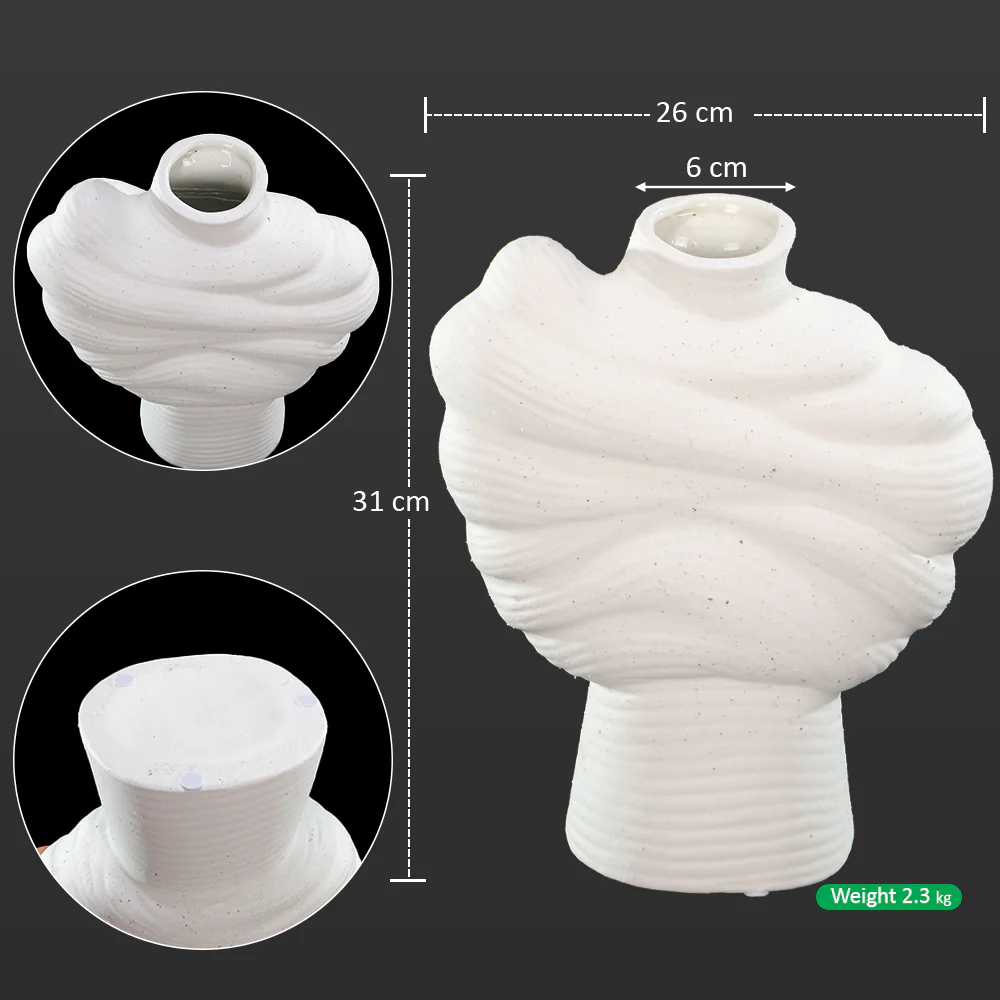 Elegant White Ceramic Vase(Flower Not Included) - Image 6