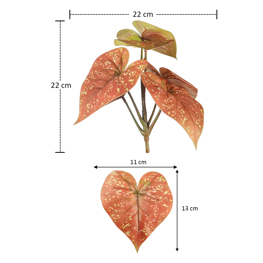 Single Bunch Fake Caladium Plant Leaves(without vase) - Image 5