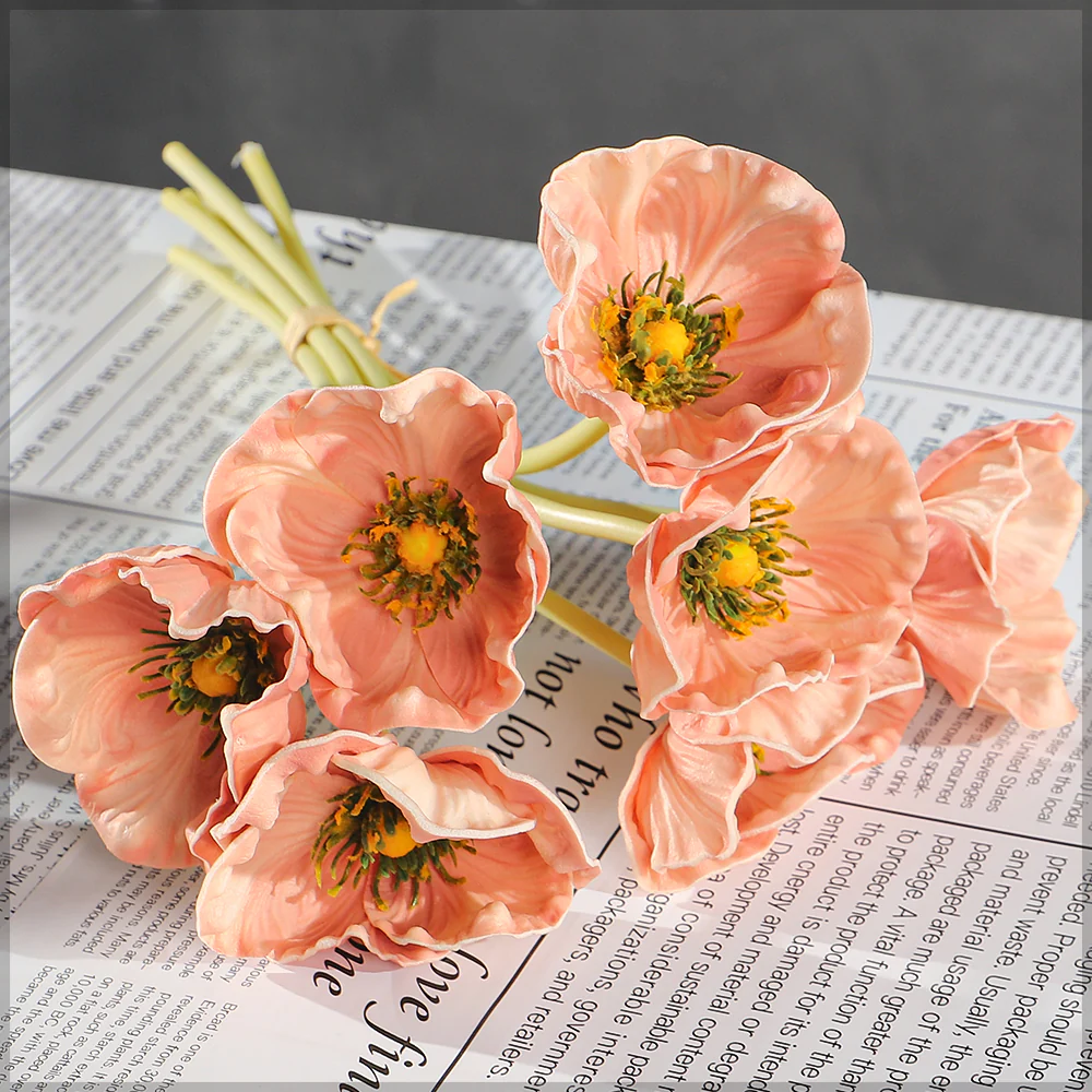 Single Bunch Fake Poppy Flowers(without vase) - Image 12