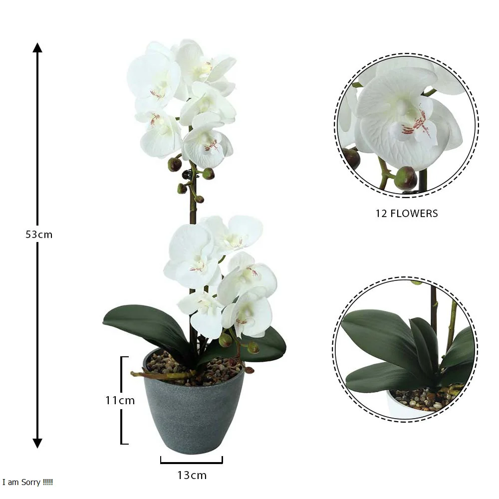 Fake Potted Orchid Flower With 2 Stem - Image 2
