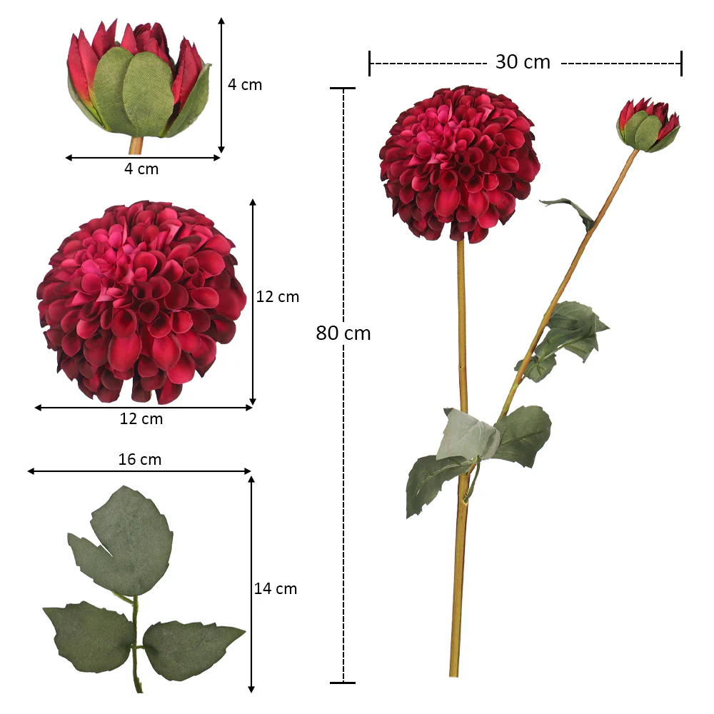 Faux Dahlia Flower Single Stem(without vase) - Image 2