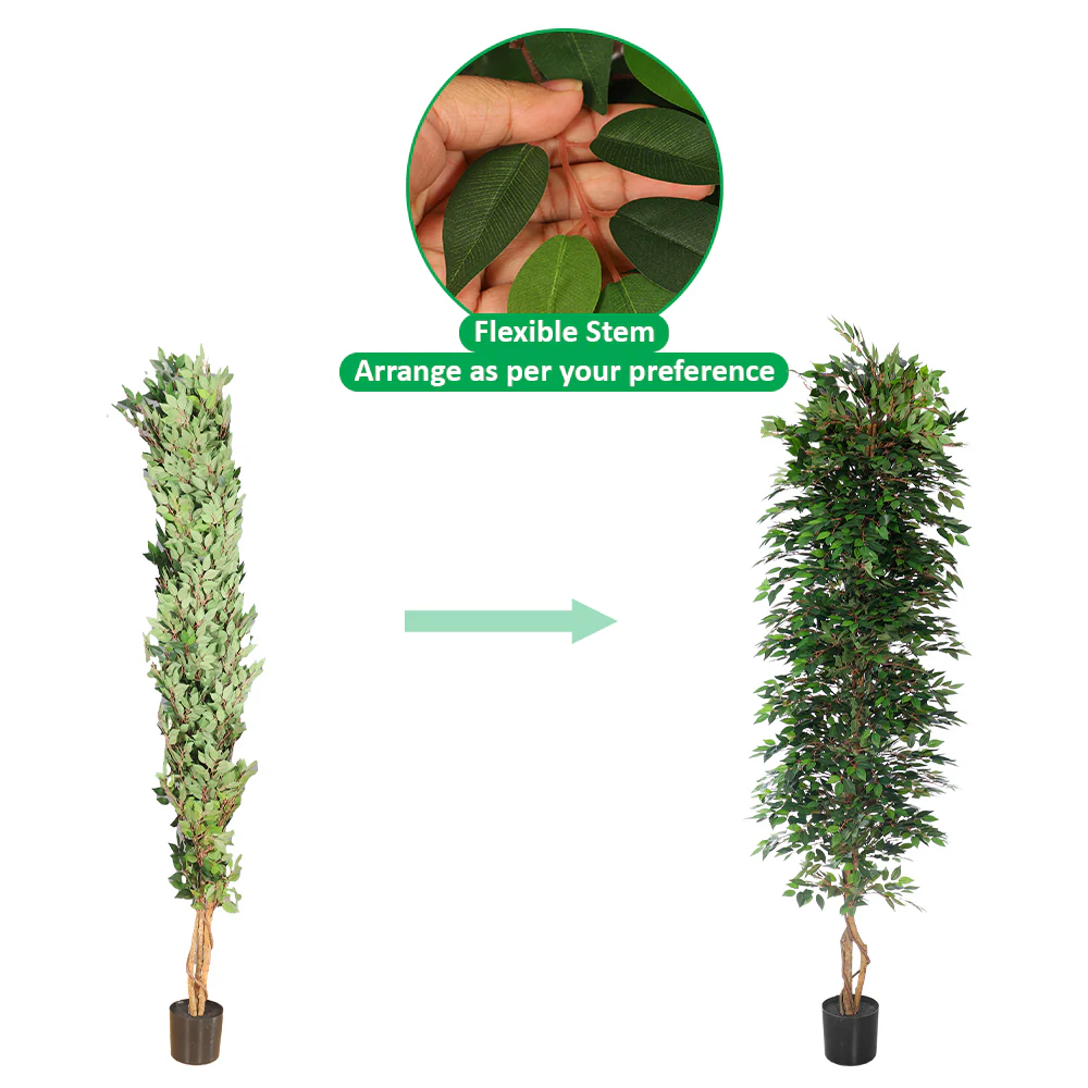 Faux Green Ficus Plant(with black nursery pot) - Image 15