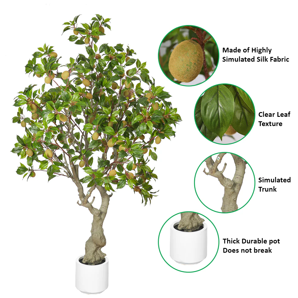 Faux Kiwi Tree with Fruits 220cm Tall(with black nursery pot) - Image 4