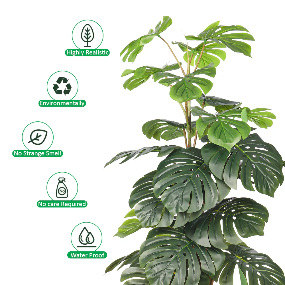 Faux Monstera Plants(with black nursery pot) - Image 4