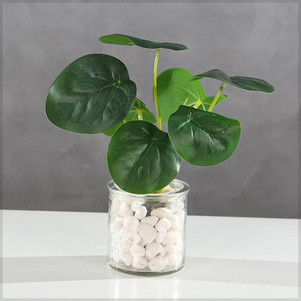Faux Peperomia Caperata Leaves Bunch(without vase) - Image 4