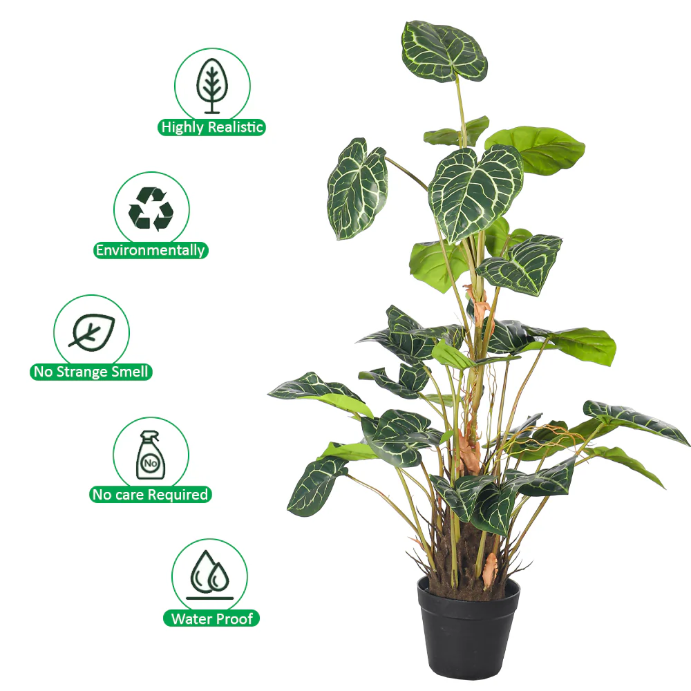 Faux Potted Caladium Plant 95cm High - Image 3