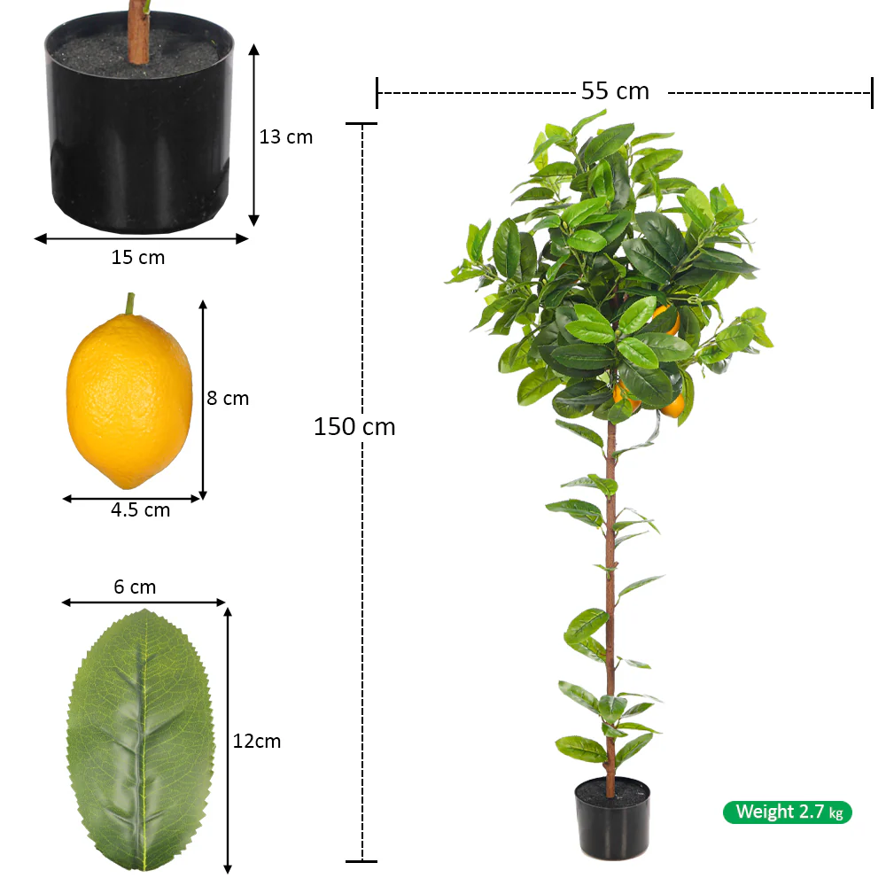 Faux Potted Lemon Plant(with black nursery pot) - Image 10