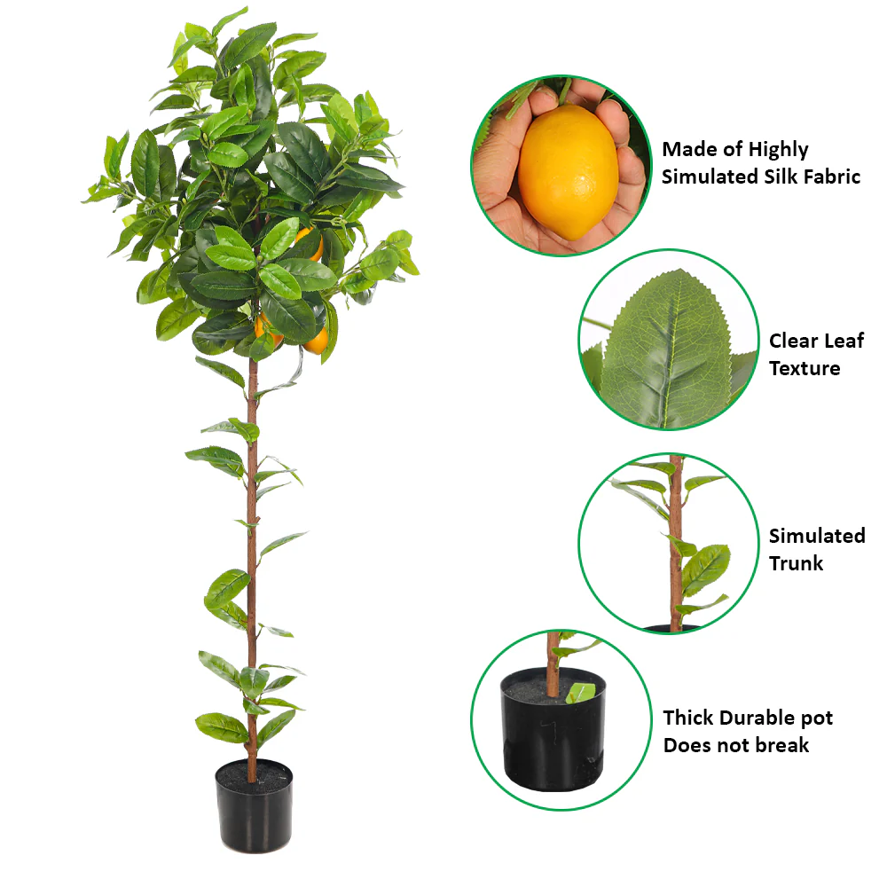 Faux Potted Lemon Plant(with black nursery pot) - Image 13