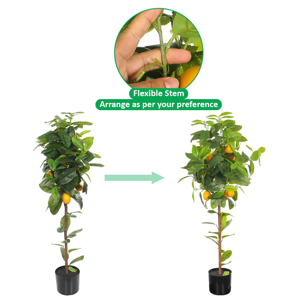 Faux Potted Lemon Plant(with black nursery pot) - Image 4