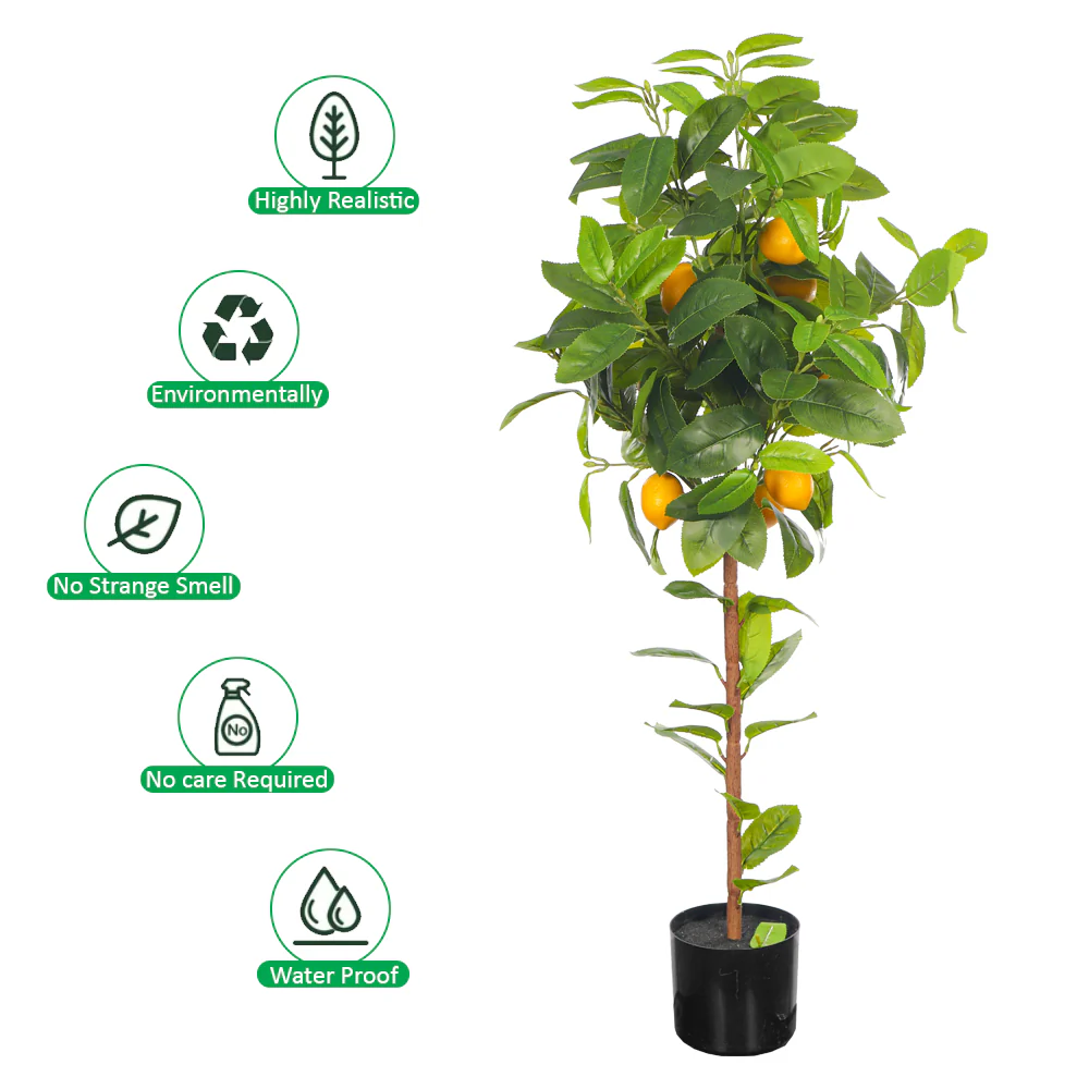 Faux Potted Lemon Plant(with black nursery pot) - Image 5