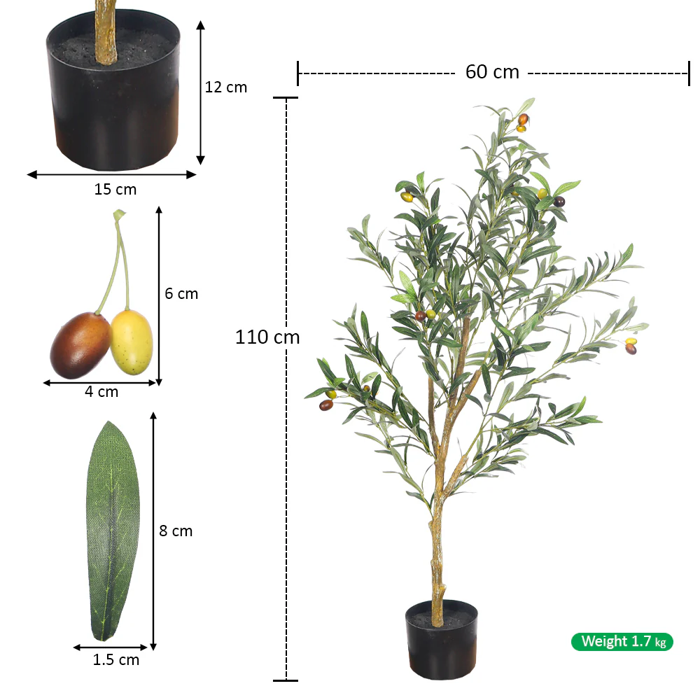 Faux Olive Plant(with black nursery pot) - Image 3