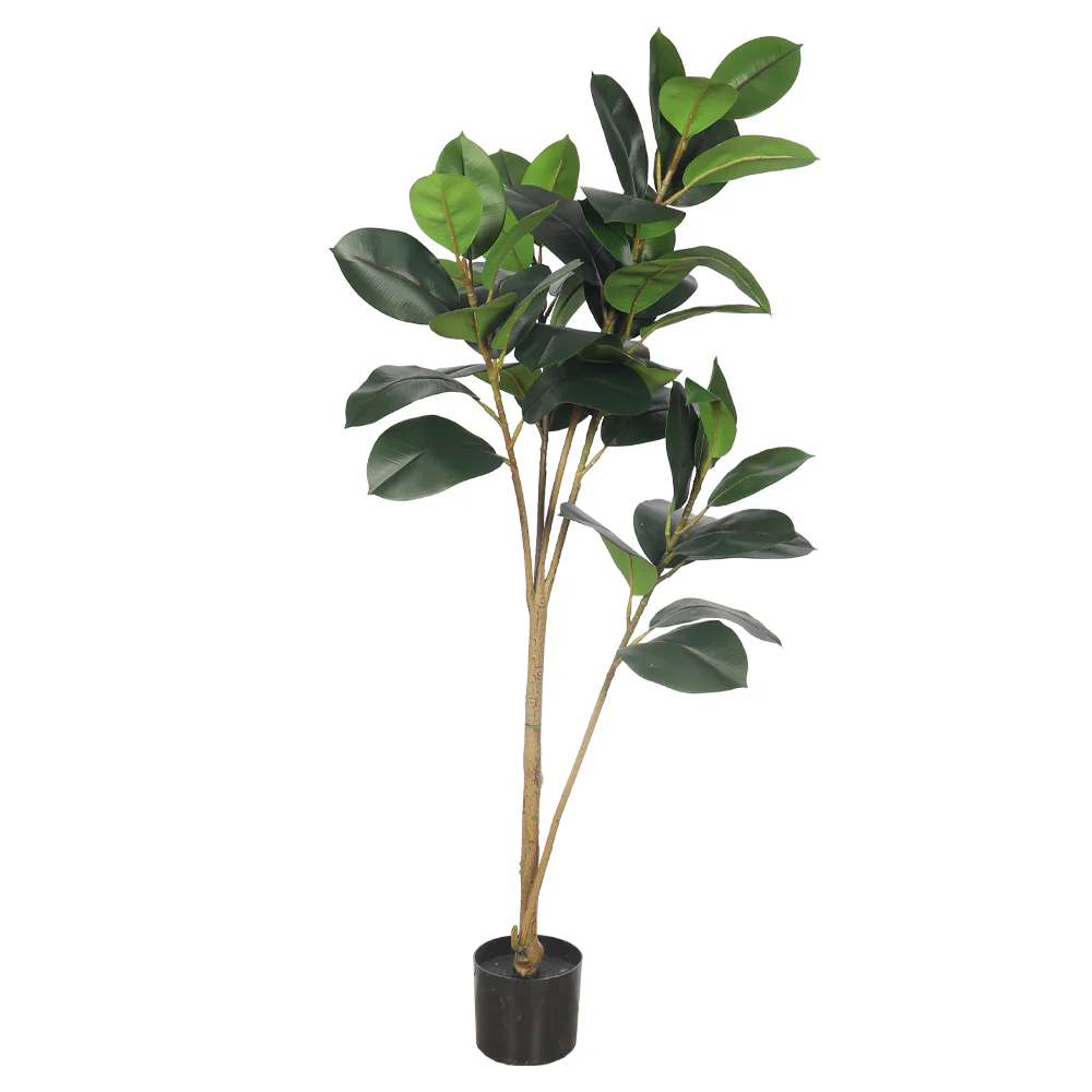 Faux Rubber Plant 140cm Tall (with black nursery pot) - Image 6