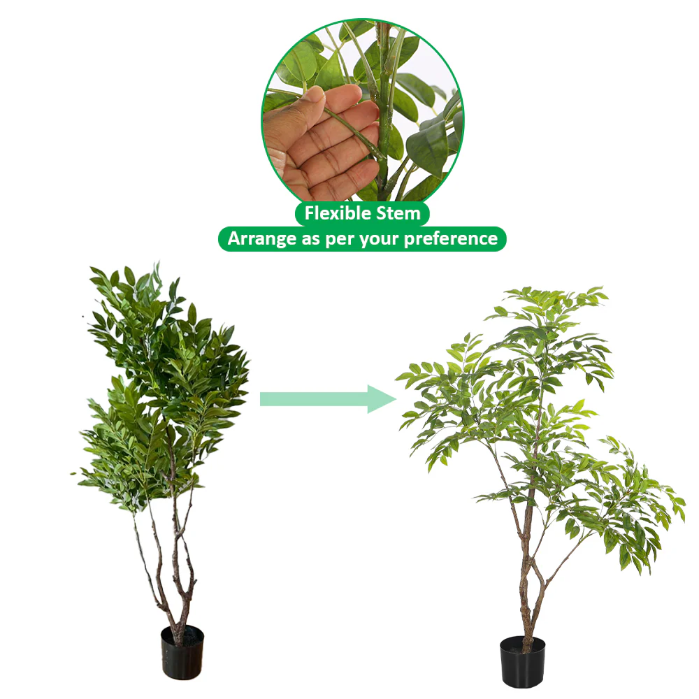 Faux Siberian Elm Plant(with black nursery pot) - Image 3