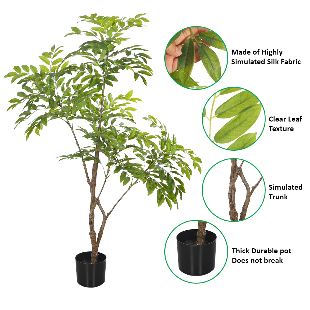 Faux Siberian Elm Plant(with black nursery pot) - Image 5