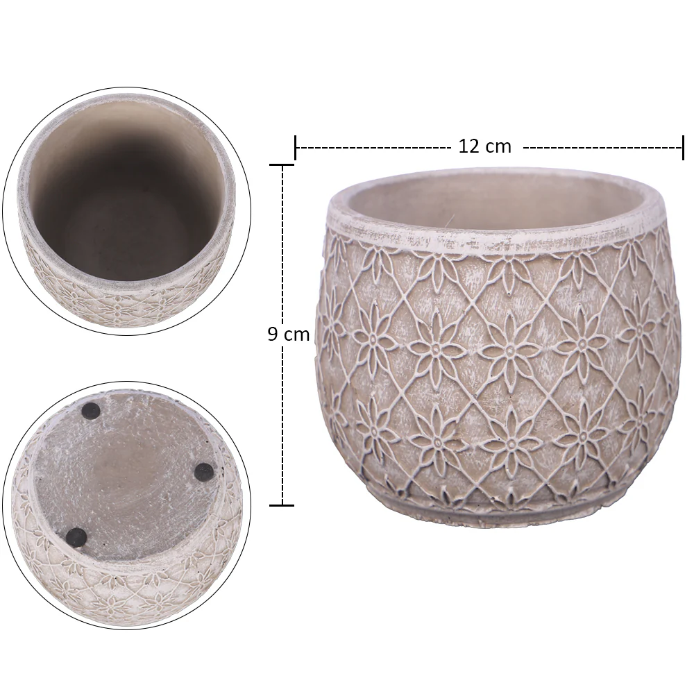Floral Design Cement Vase - Image 2