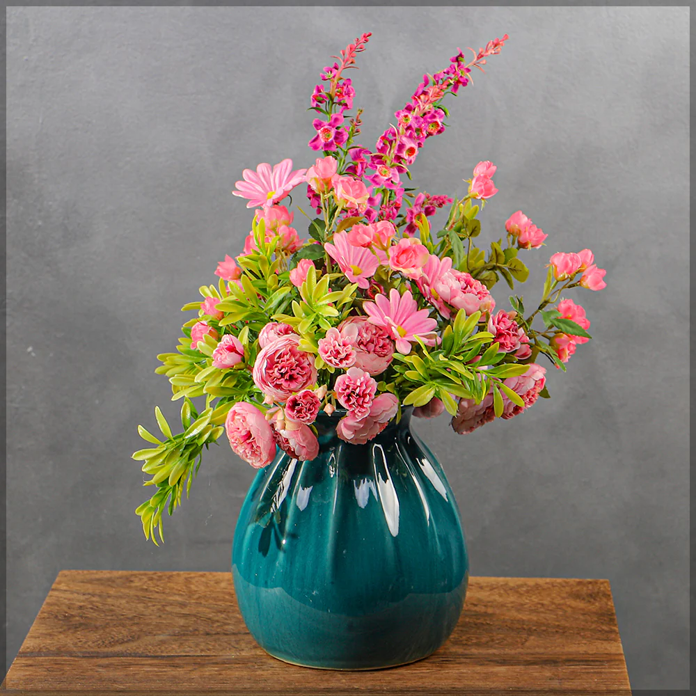 Flower Arrangements with Blue Color Vase - Image 3