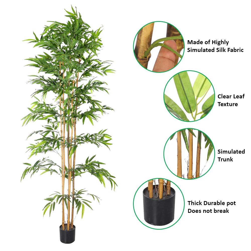 Faux Bamboo Plant with Real Dried Stems(with black nursery pot) - Image 10
