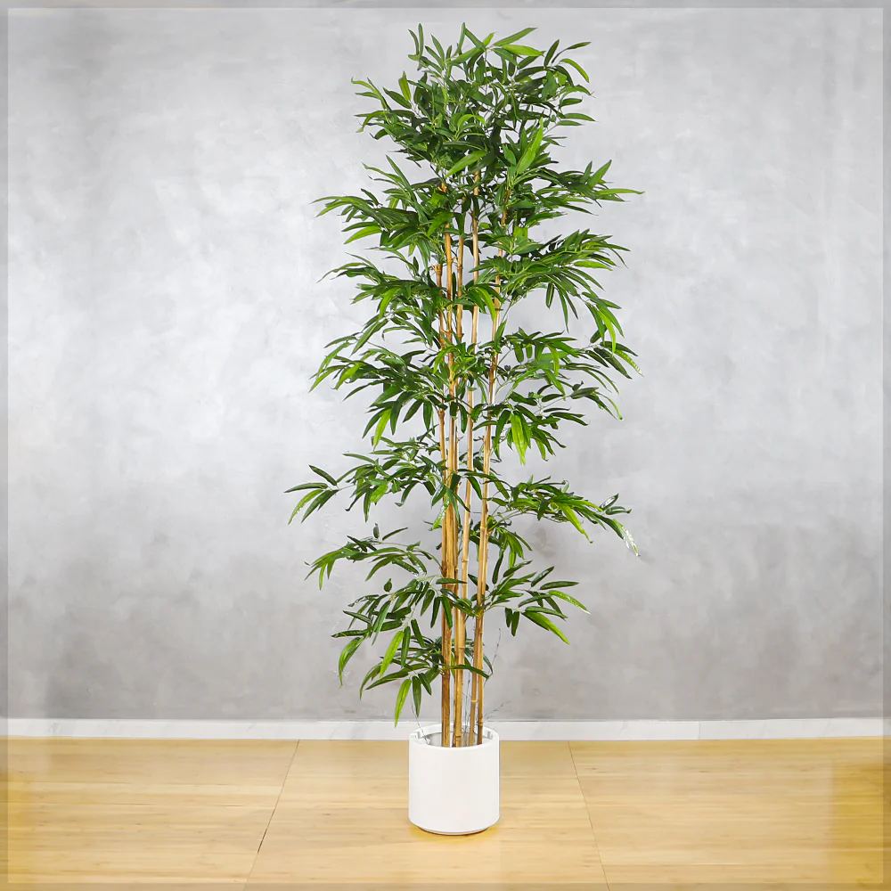 Faux Bamboo Plant with Real Dried Stems(with black nursery pot) - Image 7