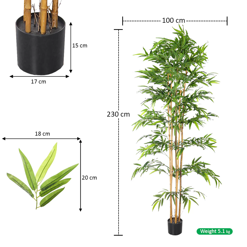 Faux Bamboo Plant with Real Dried Stems(with black nursery pot) - Image 8