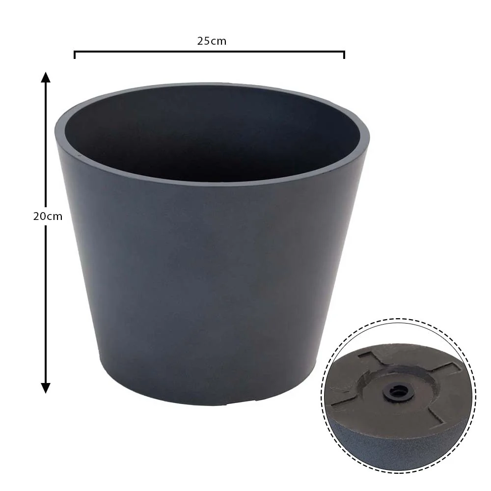 Garden Gray Resin Round Planter Pots For Outdoor - Image 9