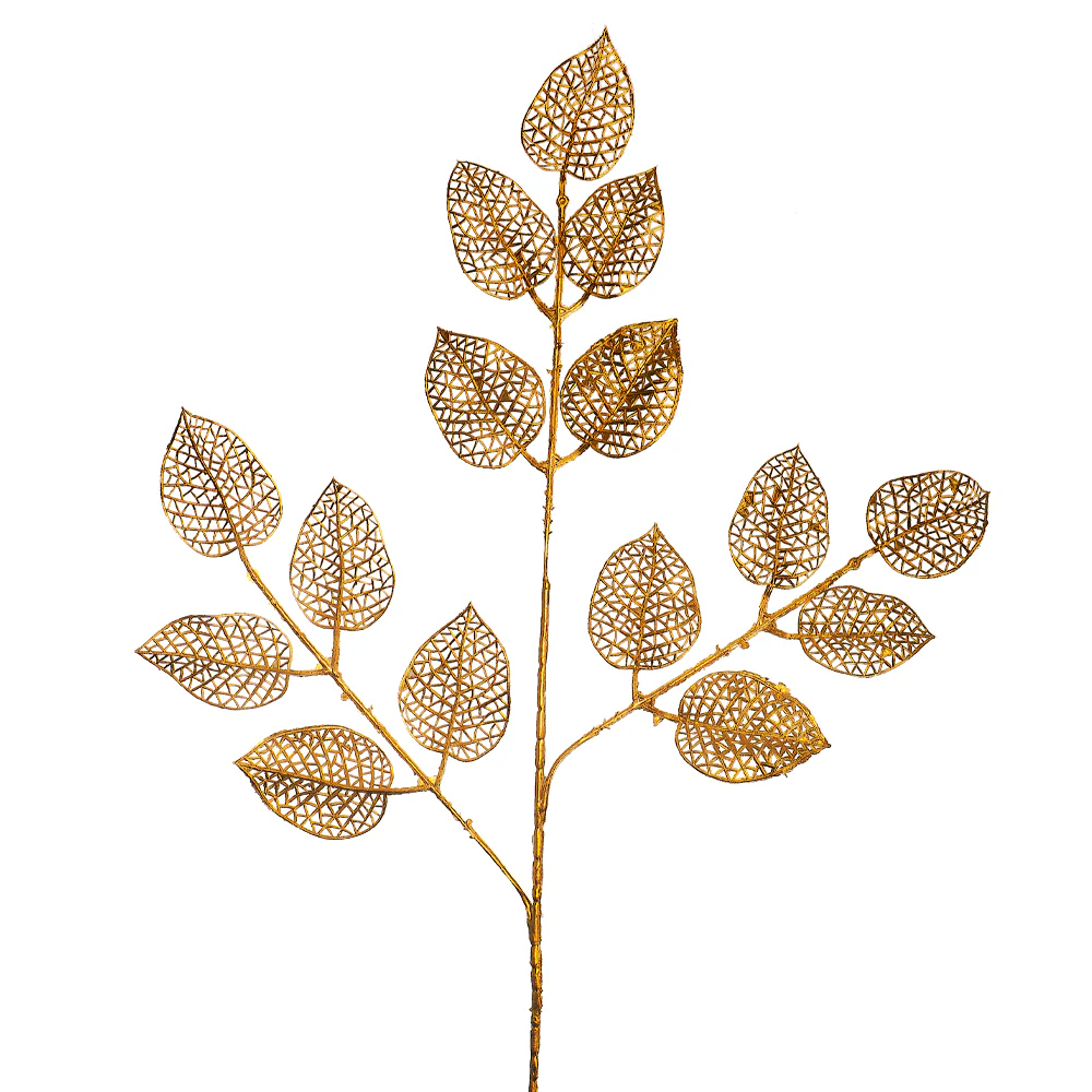 1 Piece Golden Decor Leaf (Without Vase) - Image 2