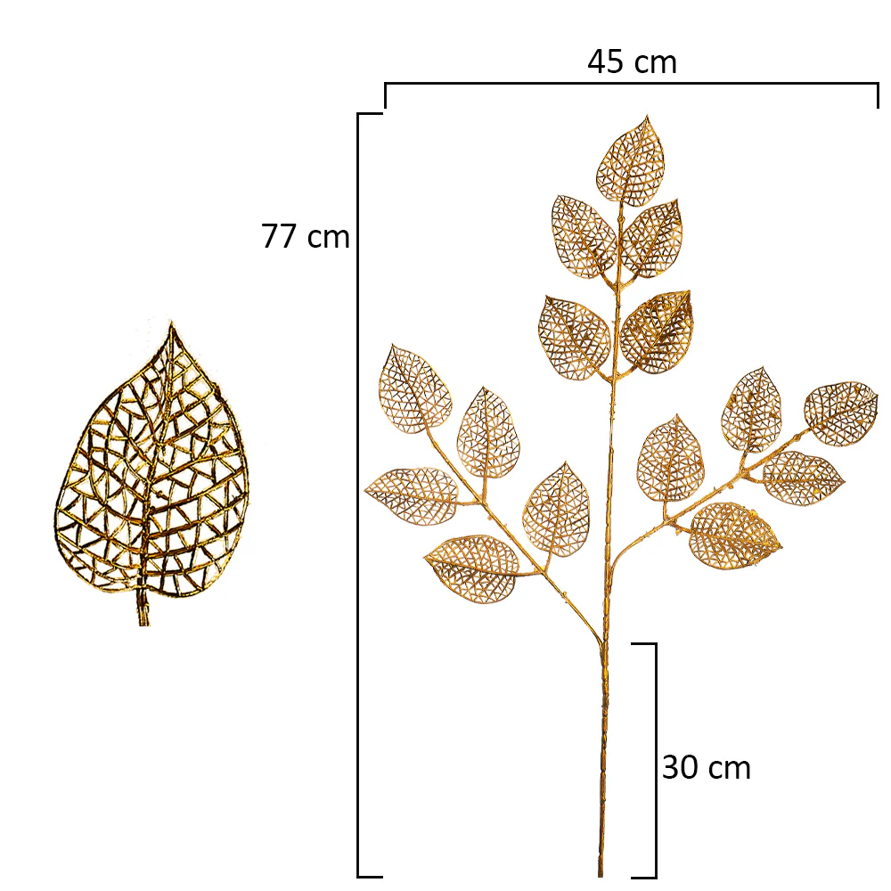 1 Piece Golden Decor Leaf (Without Vase) - Image 3