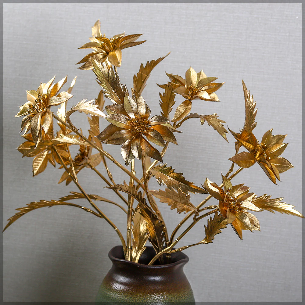 Golden Poinsettia Flower (Without Vase) - Image 4
