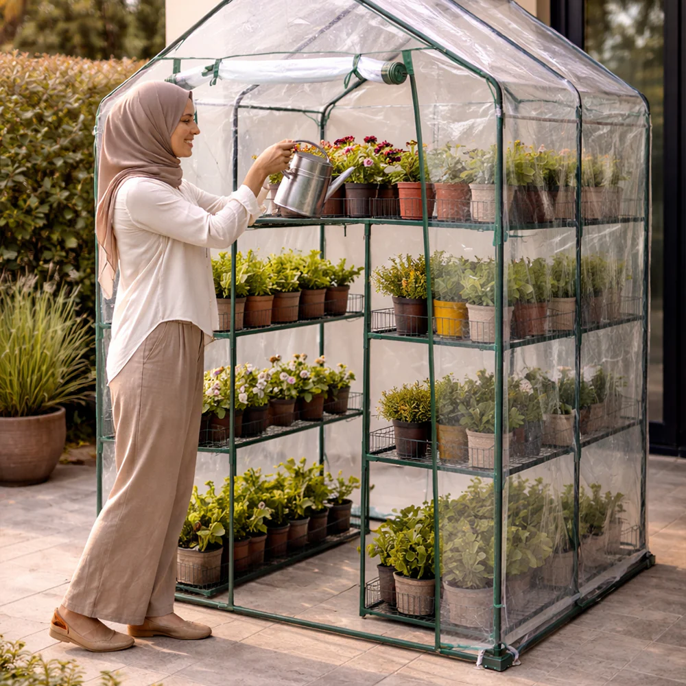 1 Piece Green house with 8 Sturdy Shelves to Grow Plants, Seedlings, Herbs, or Flowers(Plants not included)