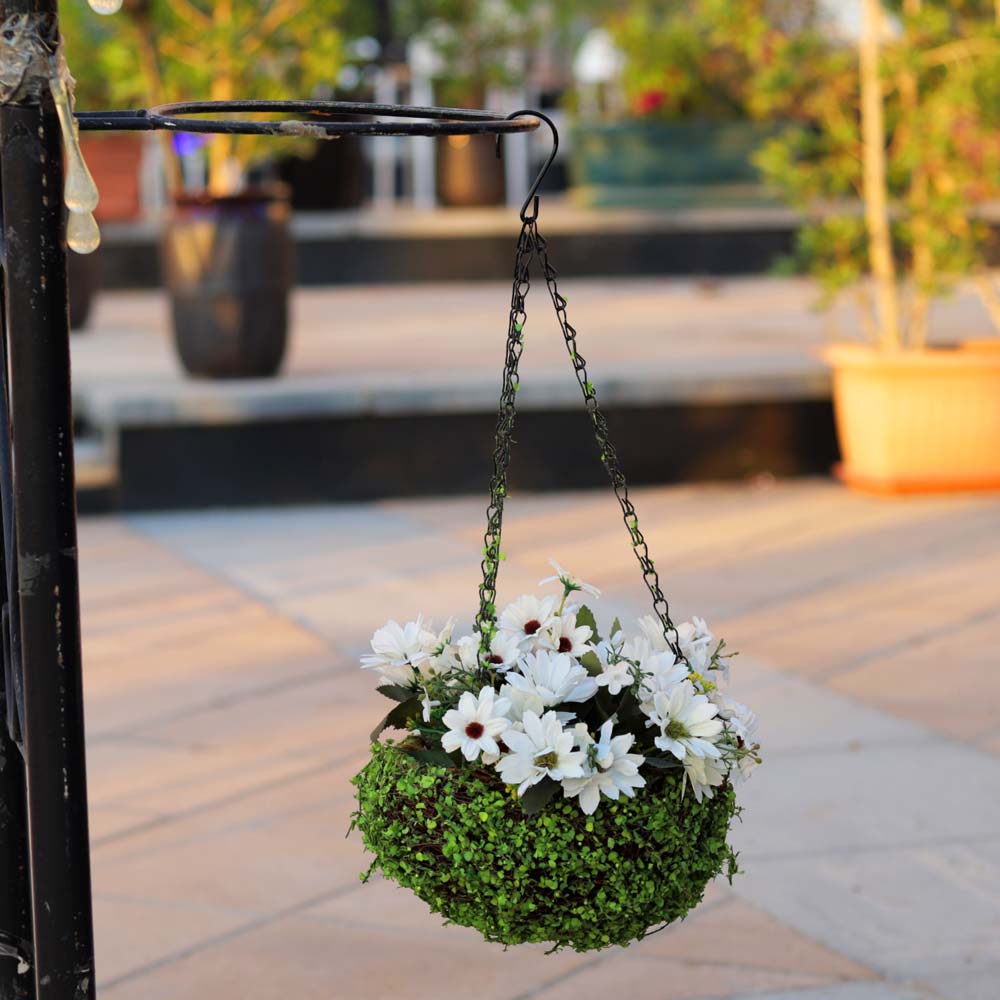 Hanging Coir Planter Basket With Iron Chain (Flowers not included)