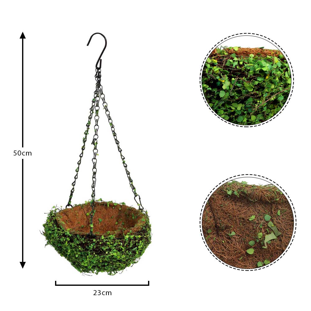 Hanging Coir Planter Basket With Iron Chain (Flowers not included) - Image 3