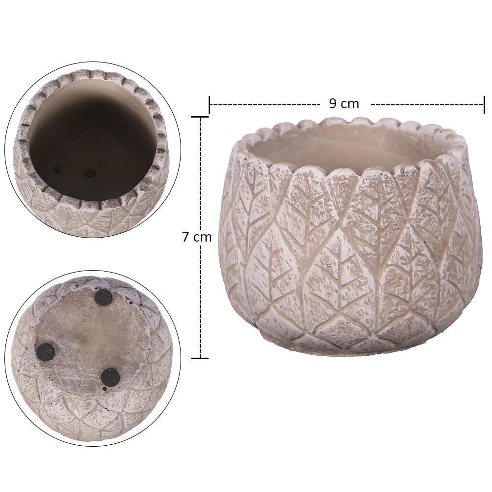 Leaf Print Cement Vase - Image 2