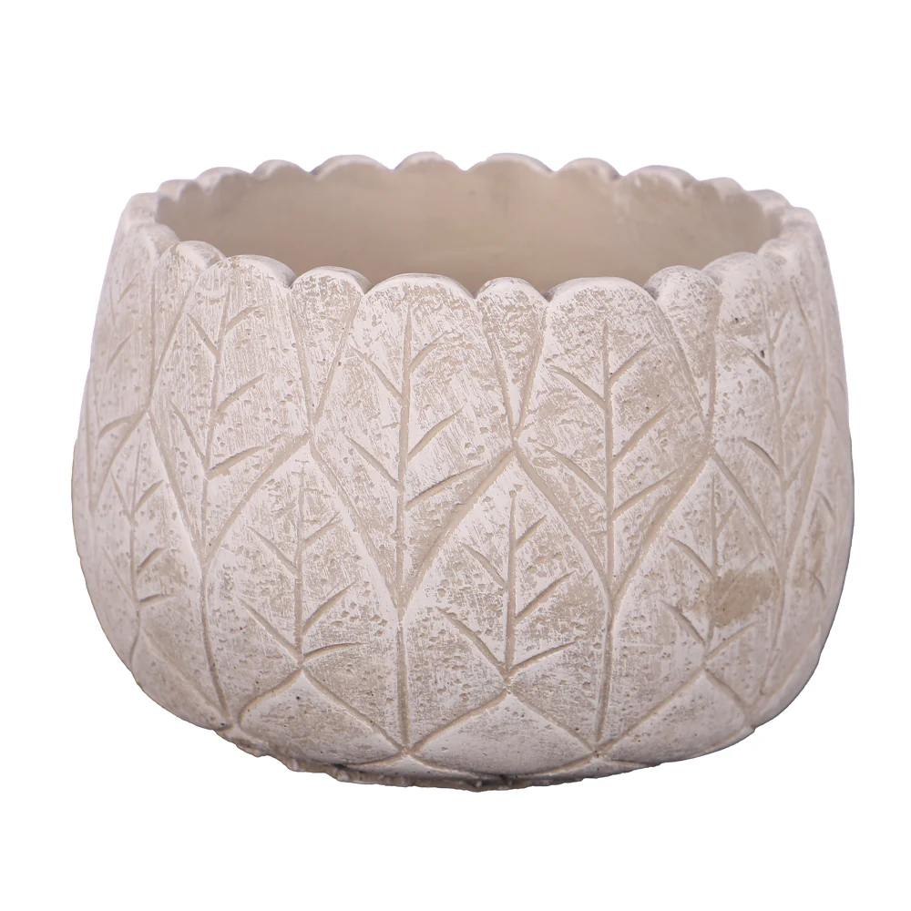 Leaf Print Cement Vase - Image 4