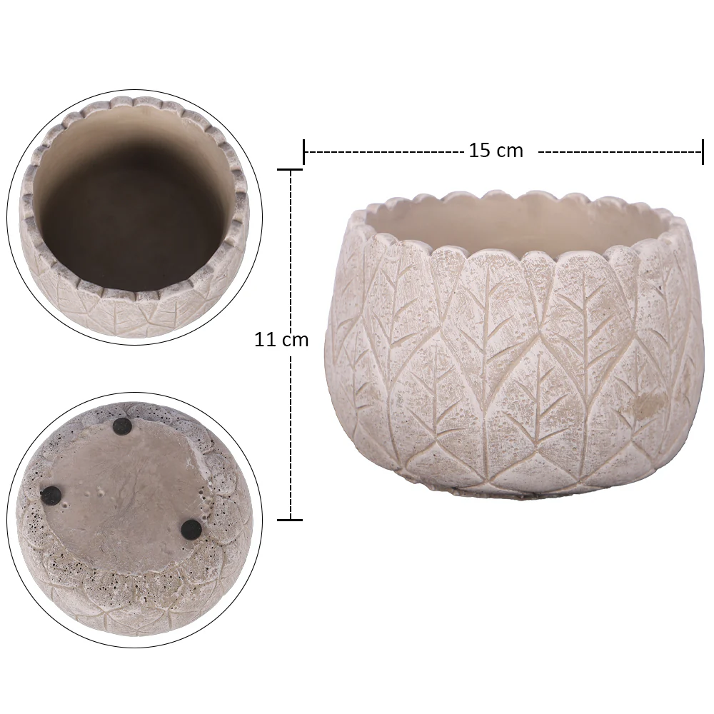 Leaf Print Cement Vase - Image 5