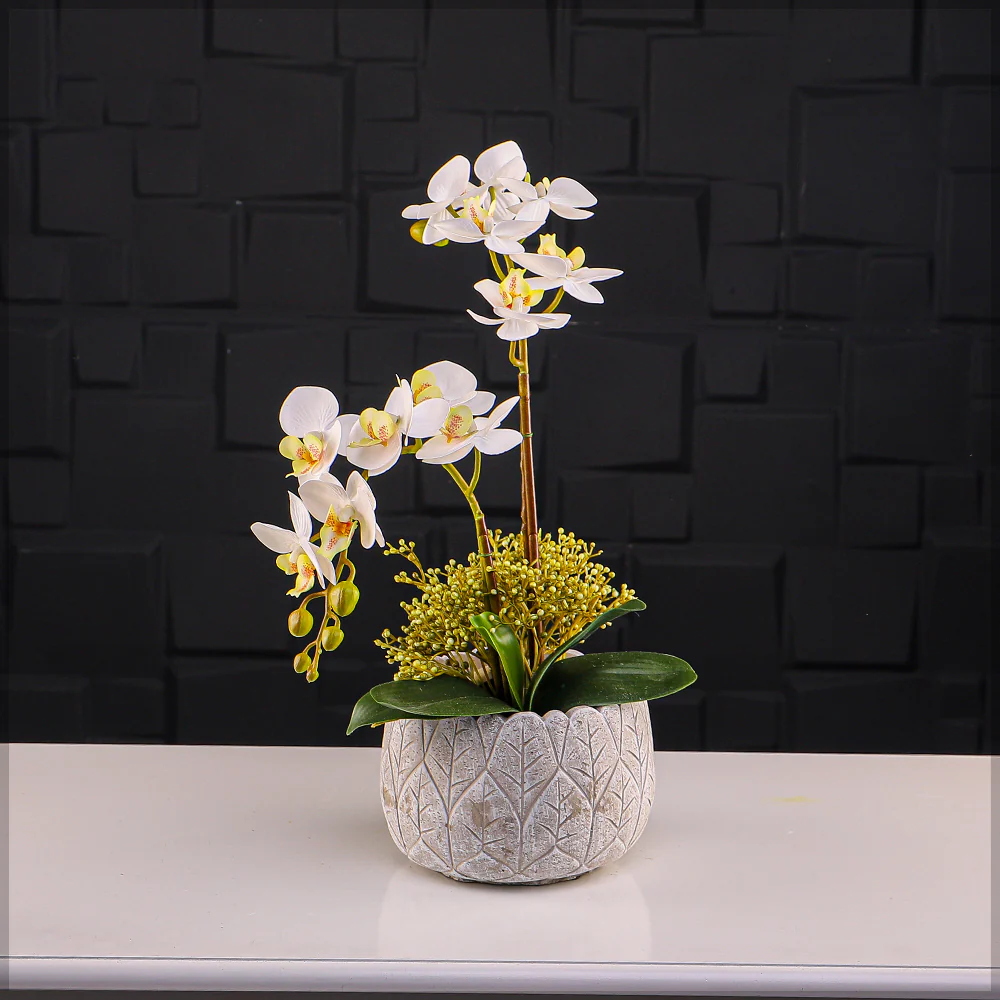 Leaf Print Cement Vase - Image 6